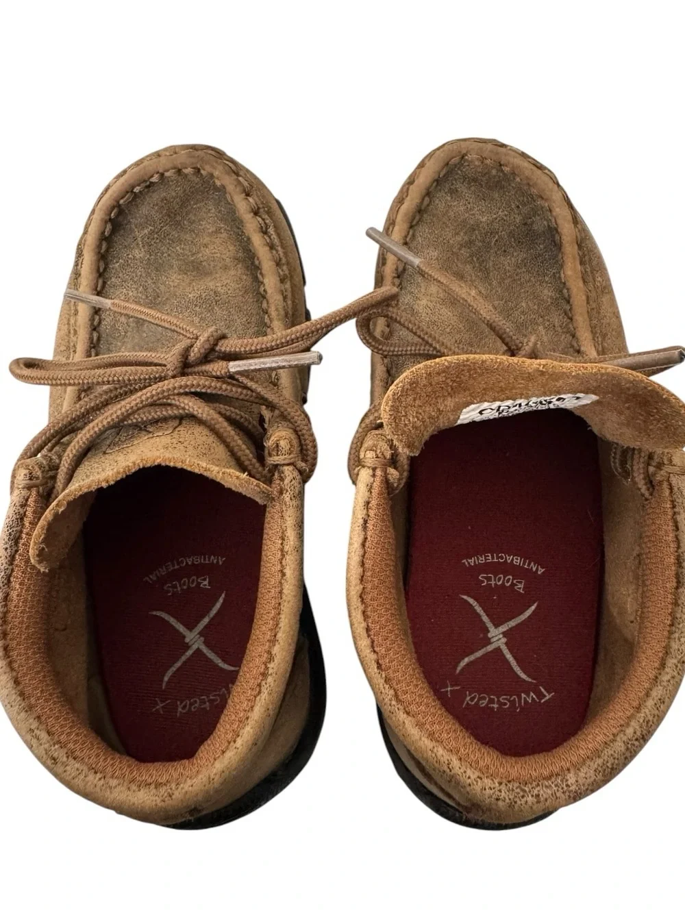 Twisted X Kids Bomber Chukka Driving Mocs Size 8.5M Brown Leather Moc Toe Shoes